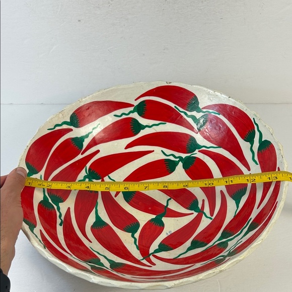 Vibrant Red Chili Pattern Ceramic Bowl - Picture 5 of 6